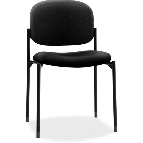 HON Scatter Stacking Guest Chair - Black Fabric Seat - Black Frame - Square Base - Black - 19