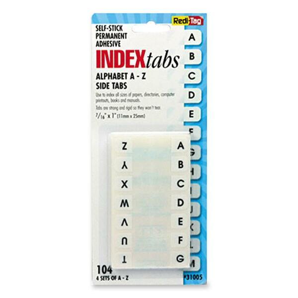 Redi-Tag Permanent Alphabetical Tab Indexes - 104 Printed Tab(s) - Character - A-Z - 1