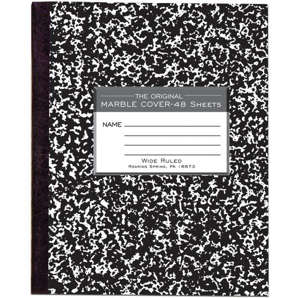 Roaring Spring Tape Bound Composition Notebooks - 48 Sheets - Sewn/Tapebound Red Margin - 15 lb Basis Weight - 7