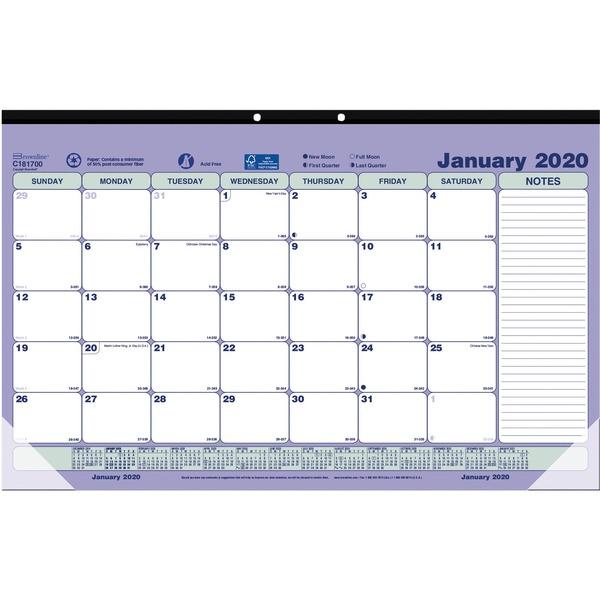 Brownline Monthly Compact Desk Pad/Wall Calendar - Monthly - 1 Year - January 2021 till December 2021 - 1 Month Single Page Layout - 17 3/4