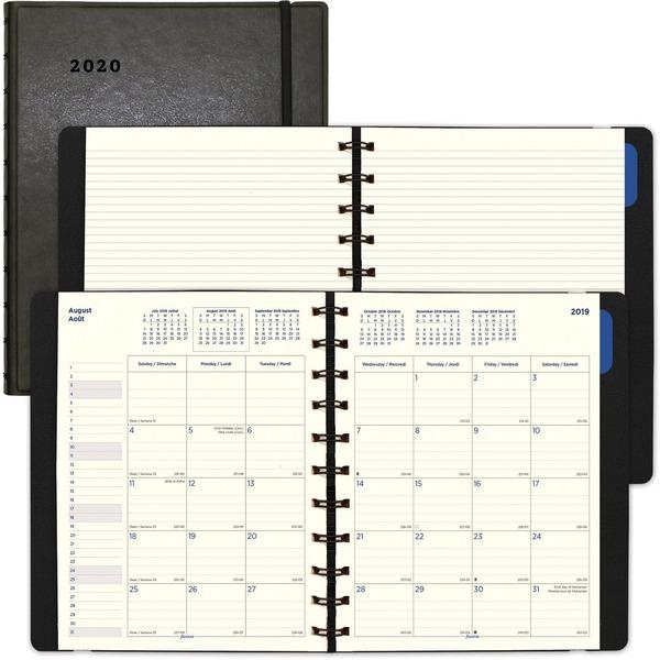 Filofax 17-Month Monthly Planner - Julian Dates - Monthly - 1.4 Year - August 2020 till December 2021 - 1 Month Double Page Layout - Cream Sheet - Twin Wire - Elastic - Leather - Black - 10.8