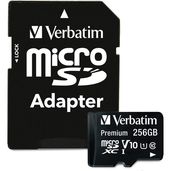 Verbatim Premium 256 GB Class 10/UHS-I (U1) microSDXC - 100 MB/s Read - Lifetime Warranty