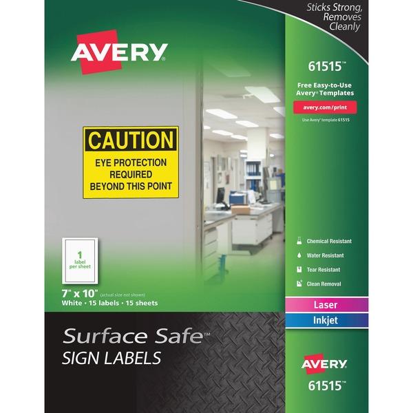 Knowledge Tree Avery Opna Avery® Surface Safe Sign Labels Water Resistant Chemical