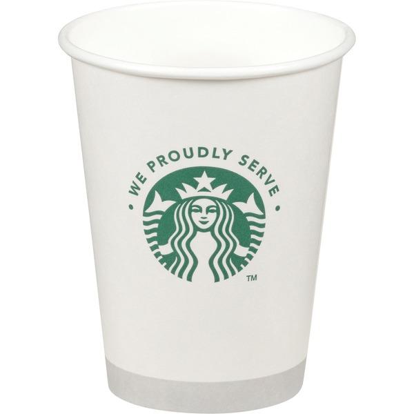 We Proudly Serve Hot Cups - 12 fl oz - 1000 / Carton - White, Green - Coffee, Hot Drink, Tea, Hot Chocolate, Cappuccino