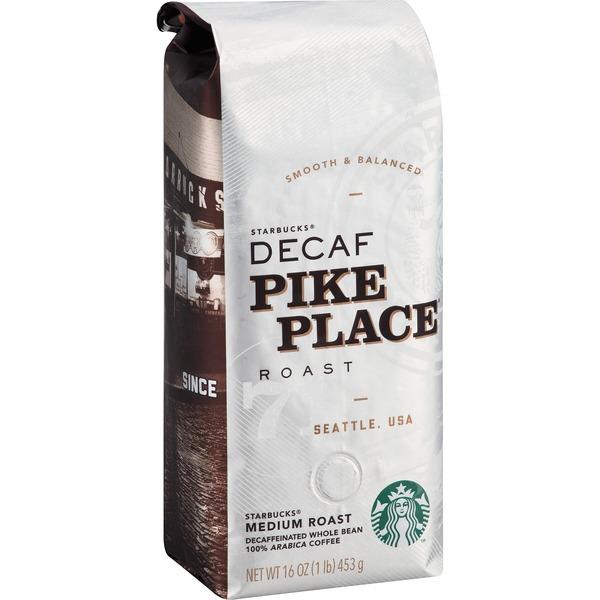 Starbucks Pike Place Decaf Whole Bean Coffee - Decaffeinated - Cocoa, Toasted Nut, Latin America, Subtle Aroma, Pike Place, Arabica - Medium - 16 oz - 1 Each