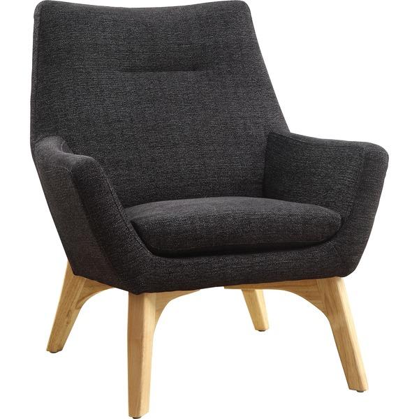 Lorell Quintessence Collection Upholstered Chair - Black Seat - Black Back - Four-legged Base - 19.8