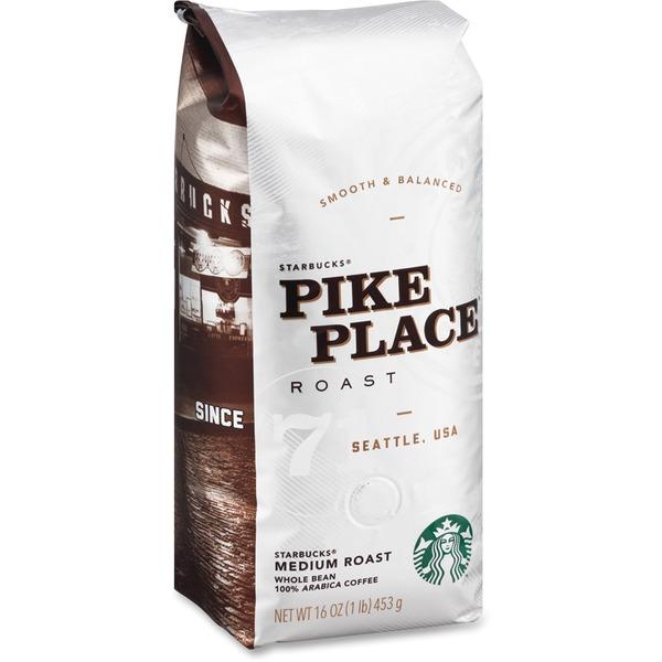 Starbucks Pike Place Roast Whole Bean Coffee Whole Bean - Cocoa, Toasted Nut, Latin America, Subtle Aroma, Pike Place, Arabica - Medium - 16 oz - 1 Each