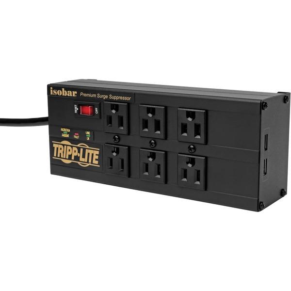 Tripp Lite 6-Outlet Surge Suppressor/Protector - 6 x NEMA 5-15R, 2 x USB - 3840 J