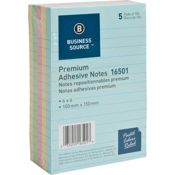 Business Source Ruled Adhesive Notes - 4
