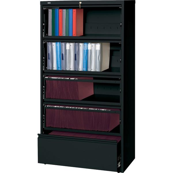 Lorell Receding Lateral File with Roll Out Shelves - 5-Drawer - 36