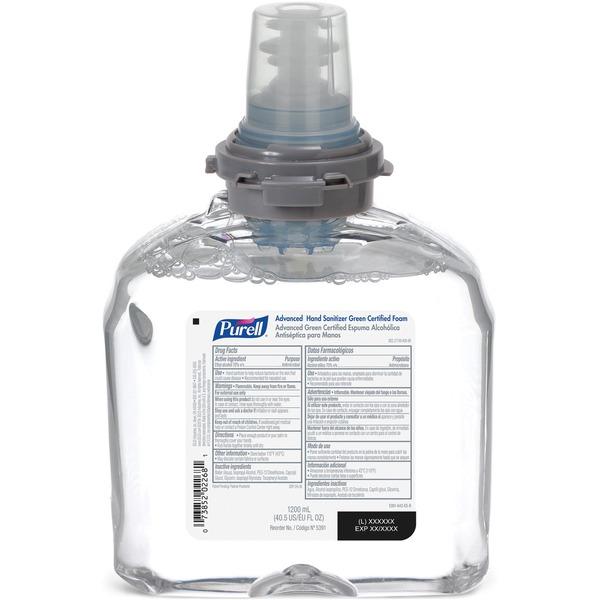 PURELL® TFX Foam Hand Sanitizer Refill - 40.6 fl oz (1200 mL) - Hand - Clear - Dye-free, Fragrance-free - 2 / Carton