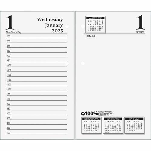 House of Doolittle No.17-Base Economy Calendar Refills - Julian Dates - Daily - 1 Year - January 2025 till December 2025 - 7:00 AM to 5:00 PM - 1 Day Single Page Layout 1 Day Double Page Layout - 3 1/