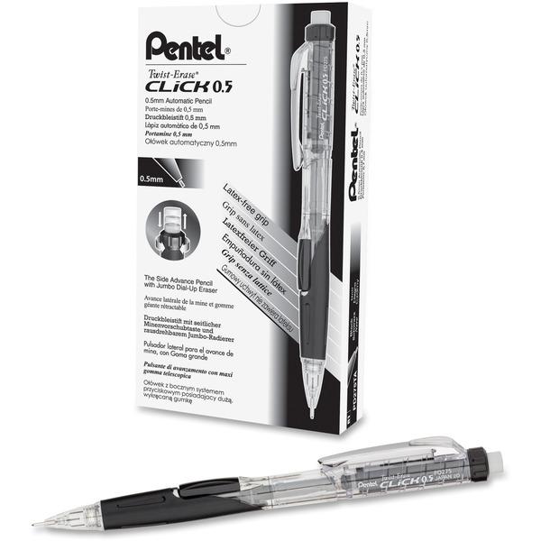 Knowledge Tree  Pentel Of America Ltd Pentel .5mm Twist Erase Click  Mechanical Pencil - #2 Lead - 0.5 mm Lead Diameter - Refillable -  Transparent, Black Barrel - 1 Each