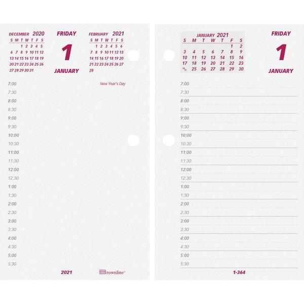 Brownline Jumbo Calendar Pad Refill - Daily - 1 Year - January 2021 till December 2021 - 7:00 AM to 6:30 PM - 1 Day Double Page Layout - 6