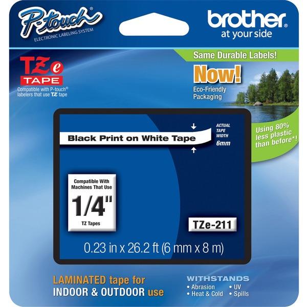 Brother P-touch TZe Laminated Tape Cartridges - 1/4