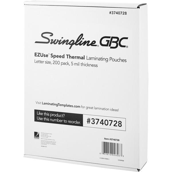 GBC EZUse Speed Format Thermal Laminating Pouches - Sheet Size Supported: Letter 8.50