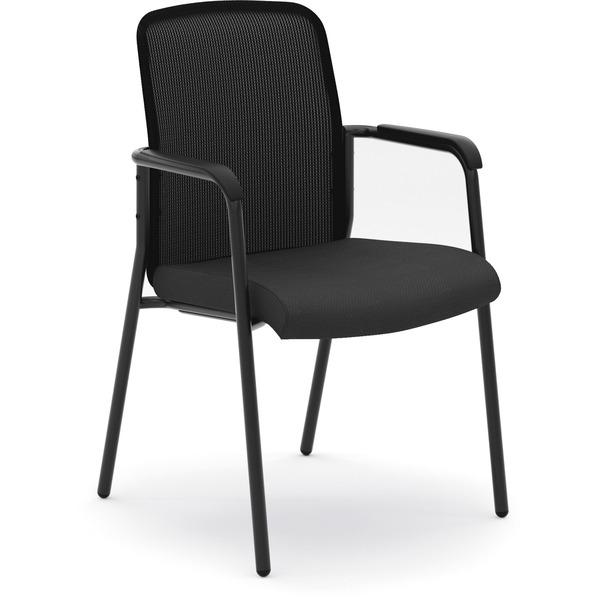 HON Instigate Stacking Chair - Black Fabric Seat - Black Back - Four-legged Base - 22.3