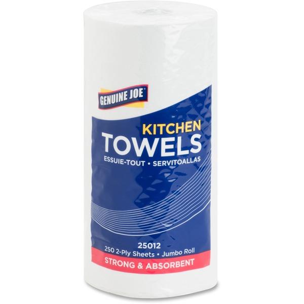 Genuine Joe 250-sheet Roll Kitchen Towels - 2 Ply - 8