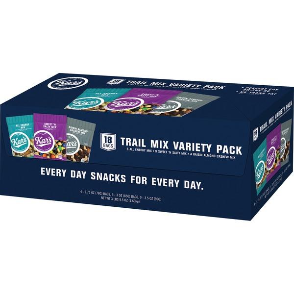 Kar's Nut and Fruit Variety Pack - Cholesterol-free, Fat-free - Fruit and Nut, Peanut, Almond, Mango, Banana, Date, Sunflower Kernel, Raisin - 18 / Box