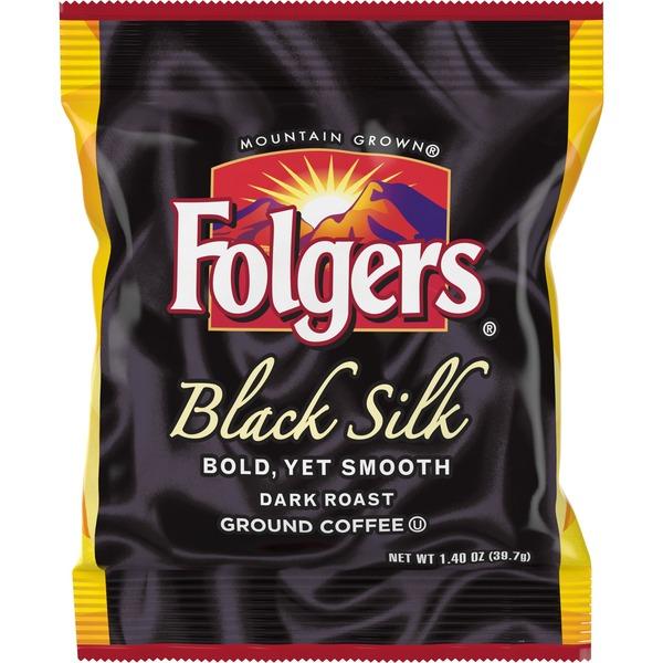 Folgers® Black Silk Ground Coffee Fraction Pack Ground - Regular - Black Silk - Dark/Bold/Smooth - 1.4 oz - 42 / Carton