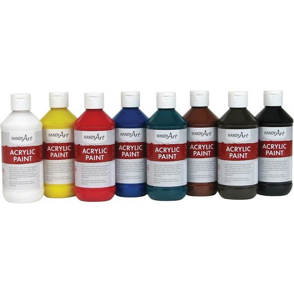 Handy Art Acrylic Paint - 8 oz - 8 / Set - Assorted