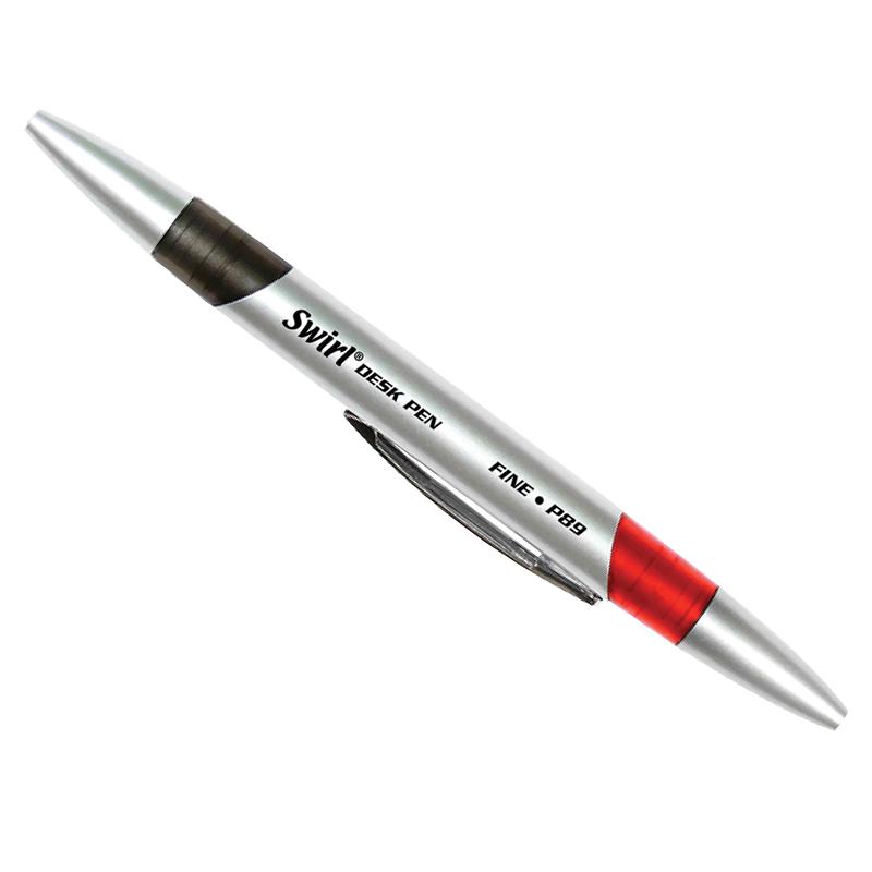 Knowledge Tree  Rose Moon, Inc. Moon Products Swirl Desk Pen - Fine Pen  Point - Retractable - Black, Red - Black Wood, Silver Barrel - 1 Dozen