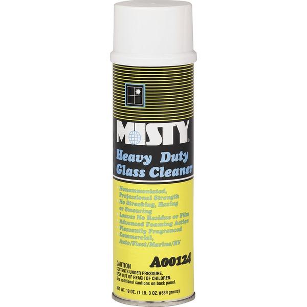 MISTY Heavy Duty Glass Cleaner - Foam Spray - 19 fl oz (0.6 quart) - Lemon Scent - 12 / Carton - White