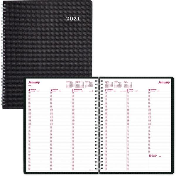 Brownline DuraFlex Weekly Planner - Julian Dates - Weekly - 1 Year - January 2021 till December 2021 - 7:00 AM to 8:45 PM, 7:00 AM to 5:45 PM - 1 Week Single Page Layout - 11