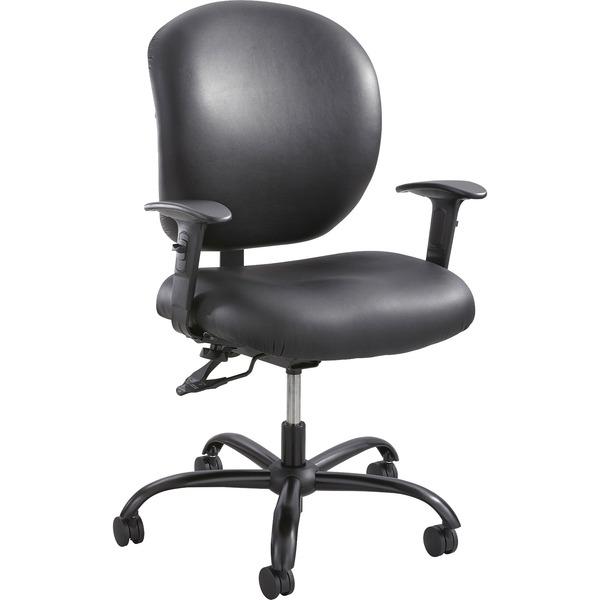 Safco Alday 24/7 Task Chair - Black Polyester Seat - Black Vinyl Back - 5-star Base - Black - 20.50