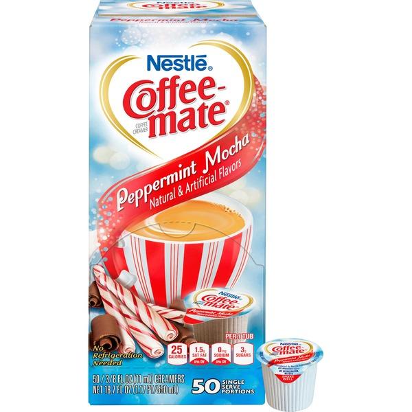 Nestlé® Coffee-mate® Coffee Creamer Peppermint Mocha - liquid creamer singles - Peppermint Mocha Flavor - 0.38 fl oz (11 mL) - 50/Box - 1 Serving