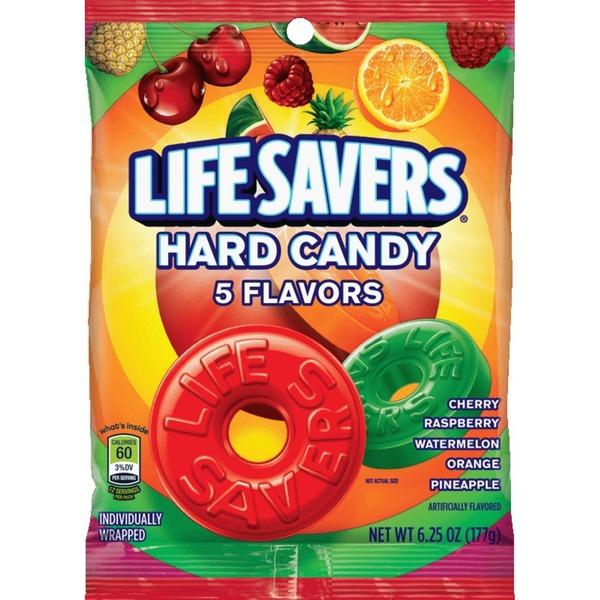 Wrigley LifeSavers 5 Flavors Hard Candies - Cherry, Raspberry, Watermelon, Orange, Pineapple - Individually Wrapped - 6.25 oz