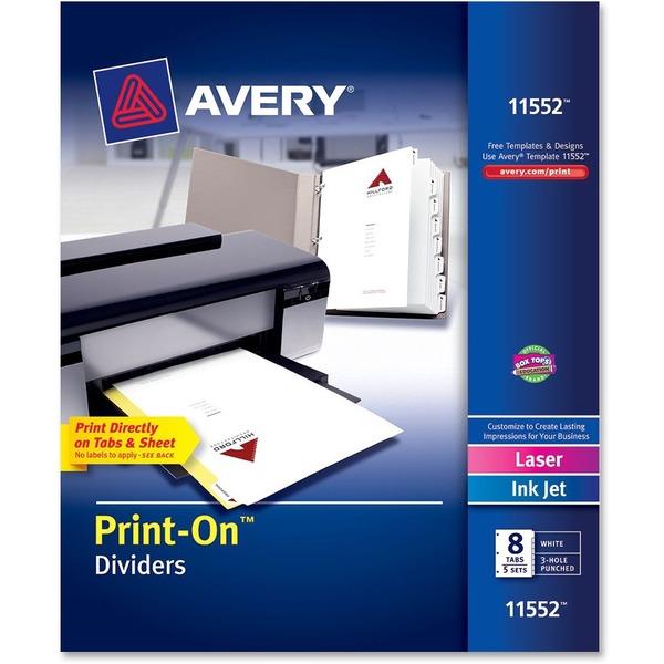 Avery® Customizable Print-On Dividers - 8 Print-on Tab(s) - 8 Tab(s)/Set - 8.5