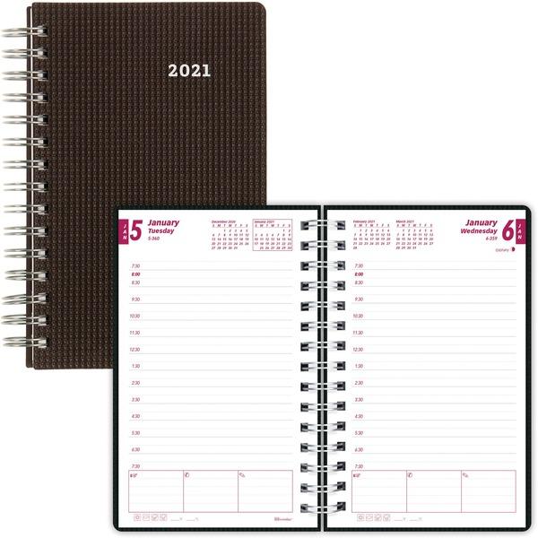 Brownline DuraFlex Daily Appointment Book / Monthly Planner - Julian Dates - Daily - 1 Year - January 2021 till December 2021 - 7:00 AM to 7:30 PM - 1 Day Single Page Layout - 8