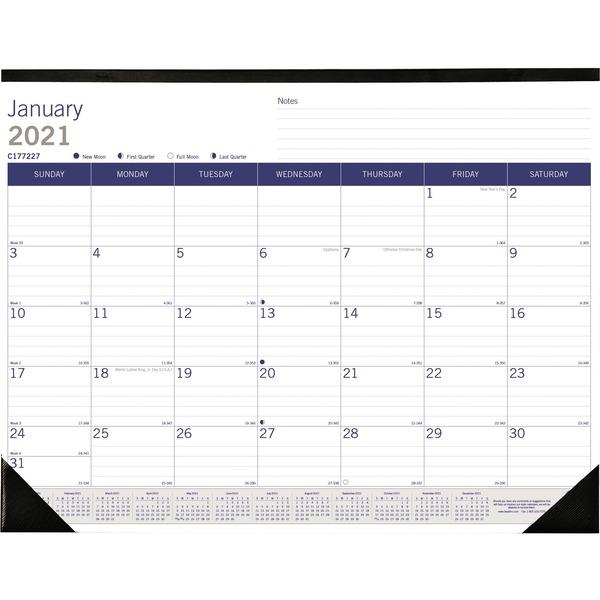 Blueline DuraGlobe Monthly Desk Pad - Julian Dates - Monthly - 1 Year - January 2021 till December 2021 - 1 Month Single Page Layout - 22