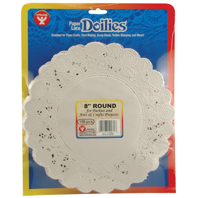 Round Paper Lace Doilies, White, 8