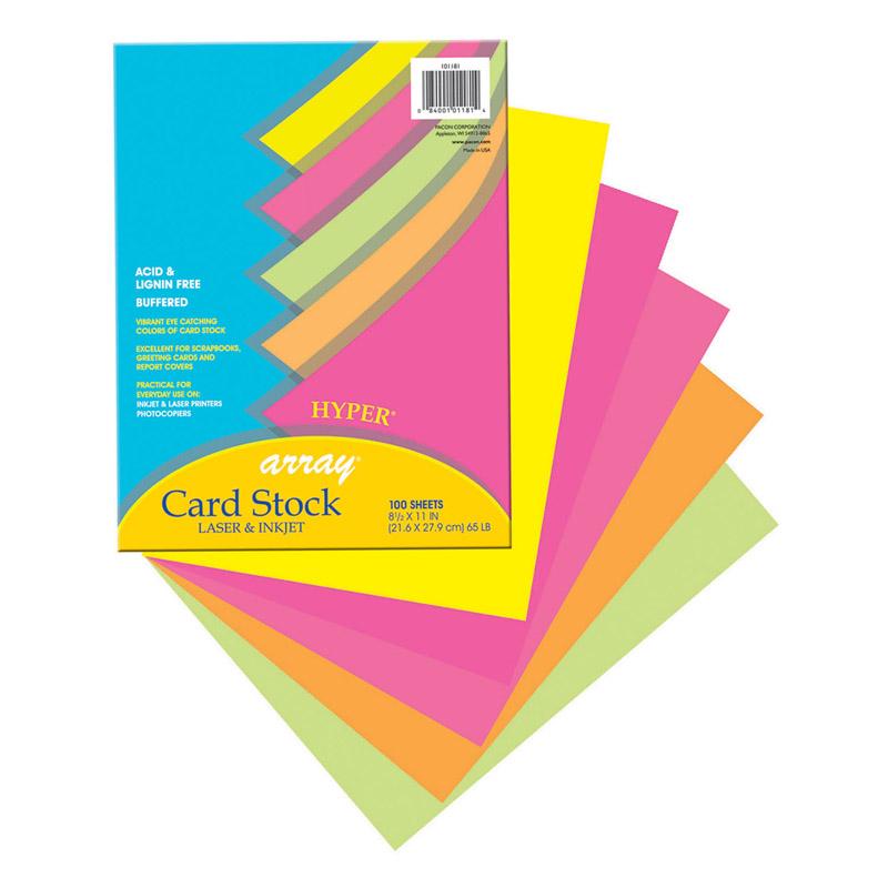 Color Cardstock - Classic Assortment, 65 lb Cover Weight, 8.5 x 11,  Assorted Classic Colors, 100/Pack