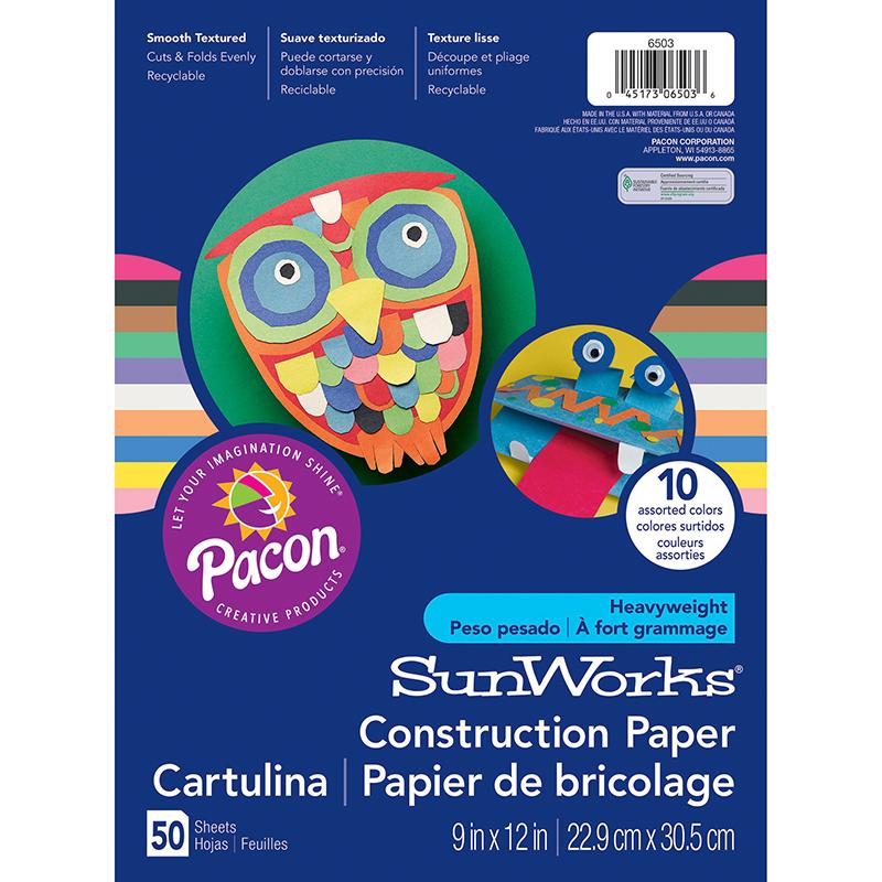 Knowledge Tree  Pacon Corporation D.b.a. SunWorks® Construction Paper,  10 Assorted Colors, 9 x 12, 50 Sheets