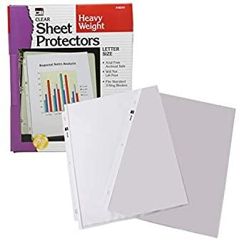 C-Line 61013 11 x 8 1/2 Super Heavy Weight Top-Loading Clear Vinyl Sheet  Protector - 50/Box