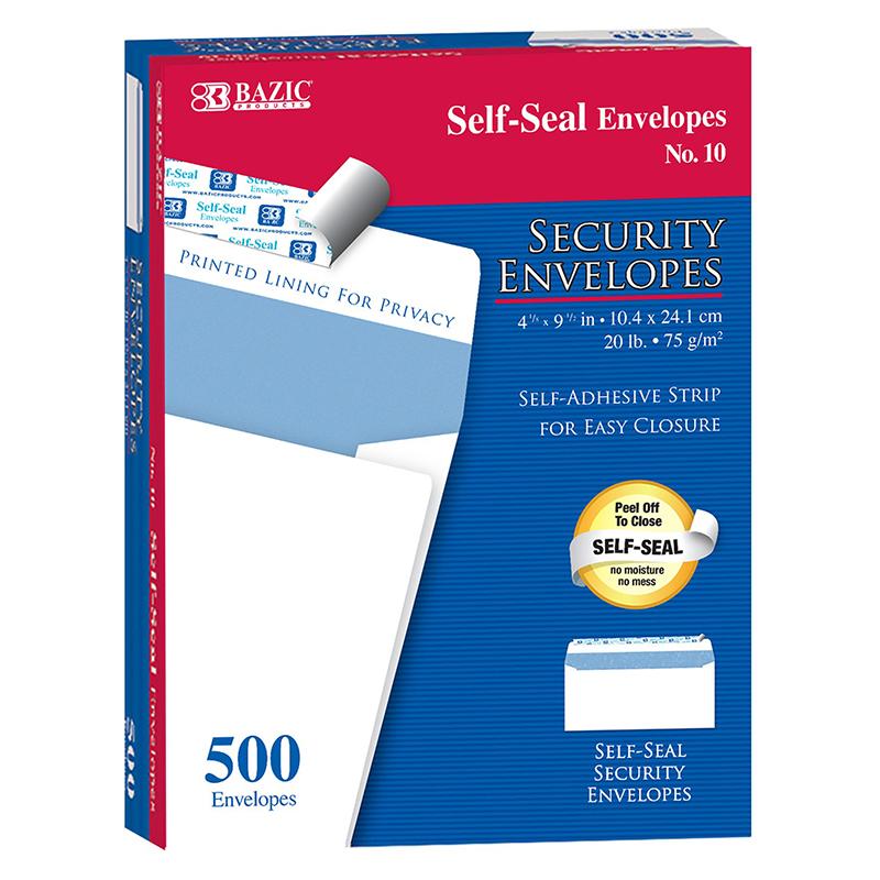 Bazic #10 Self-seal Security Envelopes (500/bx)