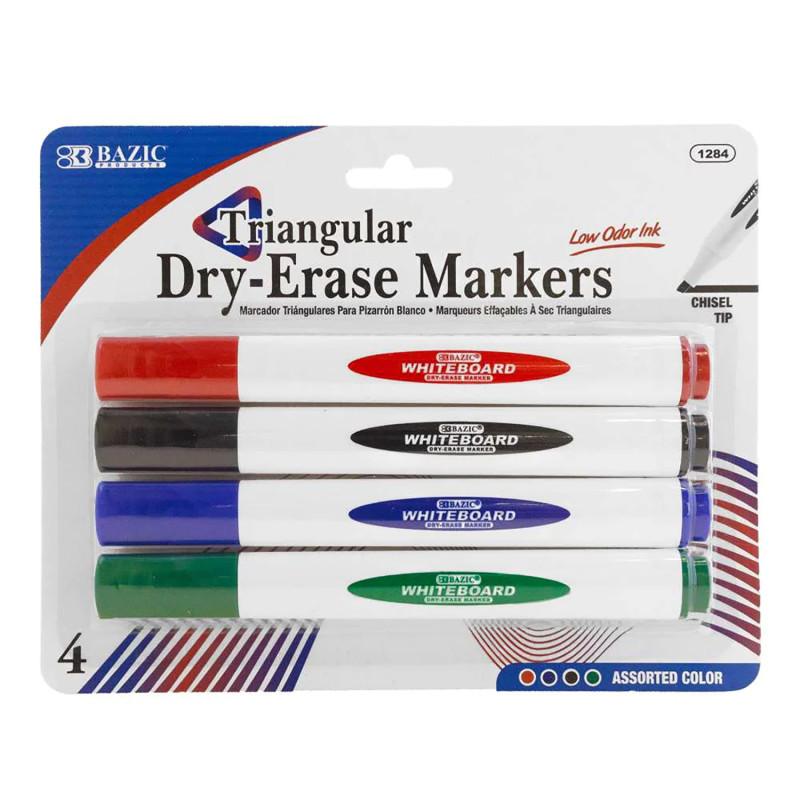 Dry Erase Markers, 4 Count Asst. Colors, Chisel Tip