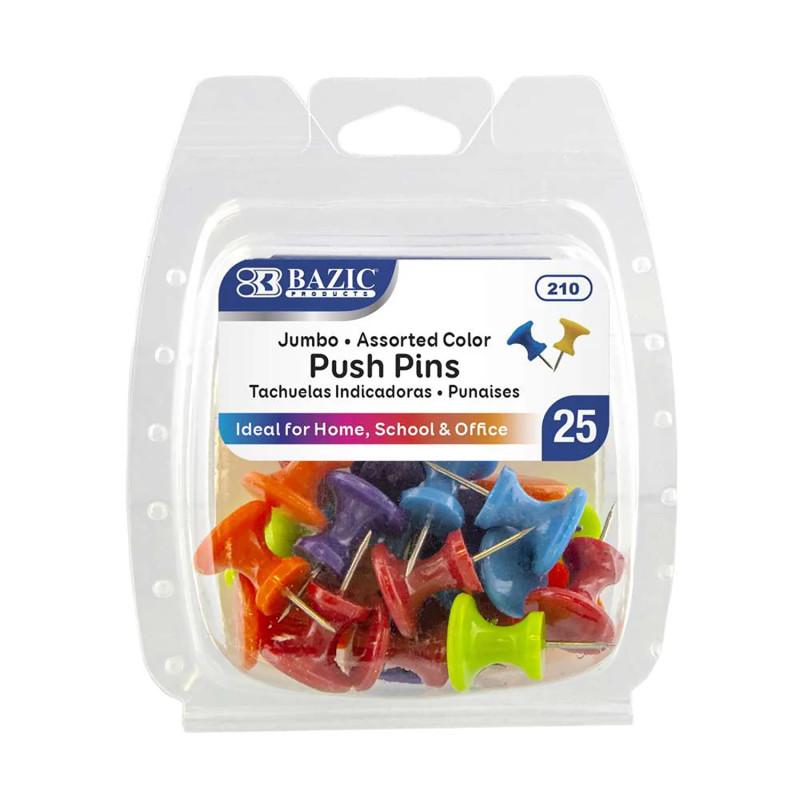 Bazic Jumbo Push Pins  Asstd Color  (25/pack)