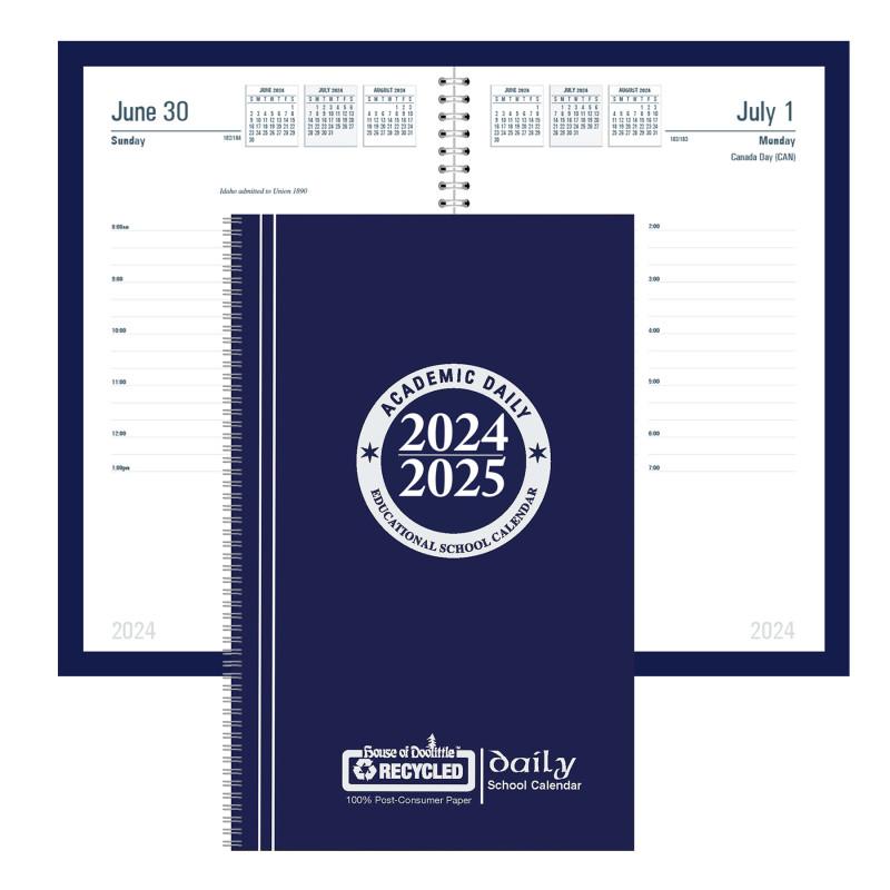 Daily Academic Calendar Planner Blue Cover, 5-1/4 X 8-1/2 Inches